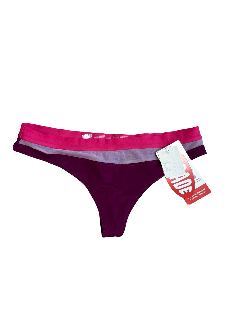 NEW Parade Underwear Re:Play Thong in Pink and Purple Stripe - Size S